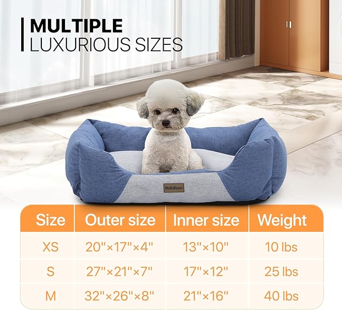 MoNiBloom 27"x21"x7" Dog Beds for Medium Small Dogs Machine-Washable Linen-Like Fabric Pet Beds Warming Cozy Soft Bed for Dogs and Cat