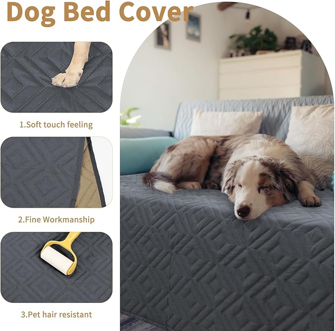 2 Packs Waterproof Dog Bed Cover Cover,30x70 Inch Cats,Dogs,Pets(2 Pcs-Grey/Camel)