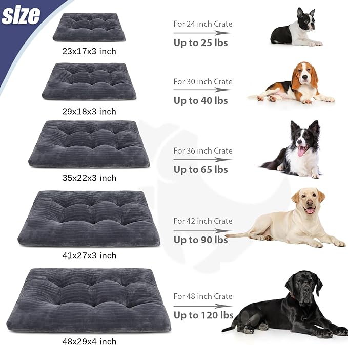 Dog Crate Bed Washable Dog Beds for Extra Large Dogs Deluxe Thick Flannel Fluffy Comfy Kennel Pad Anti-Slip & Anti-Scratch Pet Sleeping Mat 41 x 27 Inch,