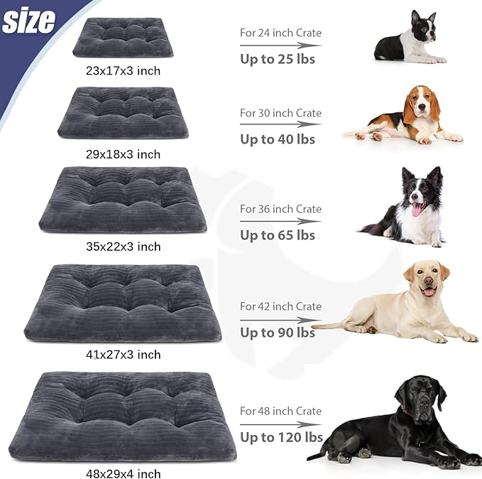 Dog Crate Bed Washable Jumbo Dog Beds for Large Dogs Deluxe Thick Flannel Fluffy Comfy Kennel Pad Anti-Slip & Anti-Scratch Pet Sleeping Mat 48 x 29 Inch,