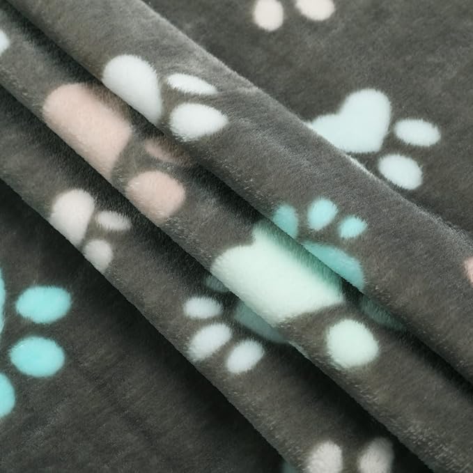 Luciphia 1 Pack 3 Blankets Fluffy Premium Fleece Pet Blanket Flannel Paw Printed Throw for Dog Cat(Small 23x16''
