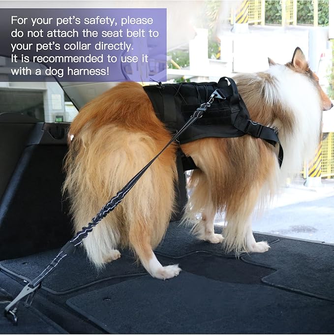 AUBELL Dog Seat Belt for car 3-in-1 Bungee