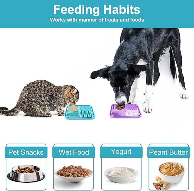 2PCS Licking Mat for Dogs with Suction Cups