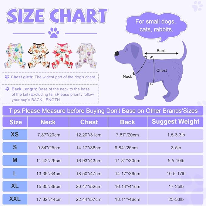 Dog Pajamas for Small Dogs Boy Girl Cute Dog Clothes Soft Stretch Chihuahua Yorkie Clothes Onesies Summer Puppy Pajamas XS-XXL