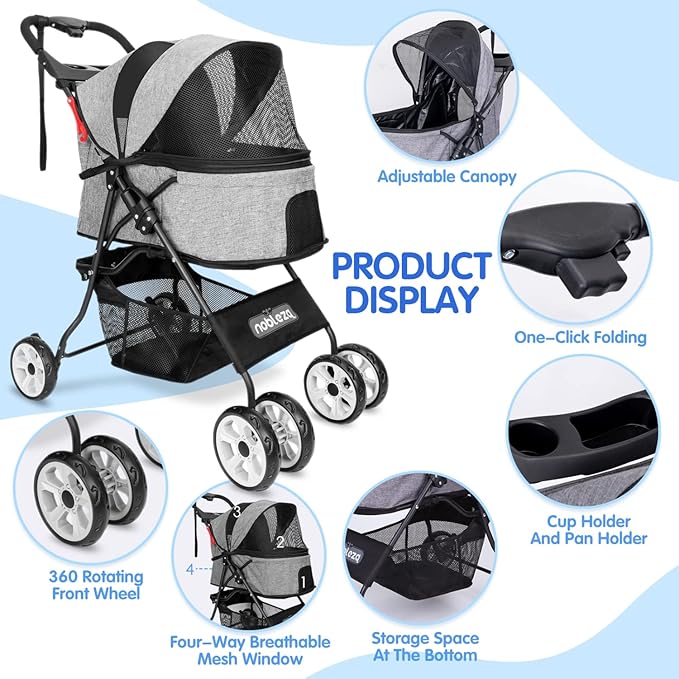 Nobleza Pet Stroller 4 Wheels 33 lbs