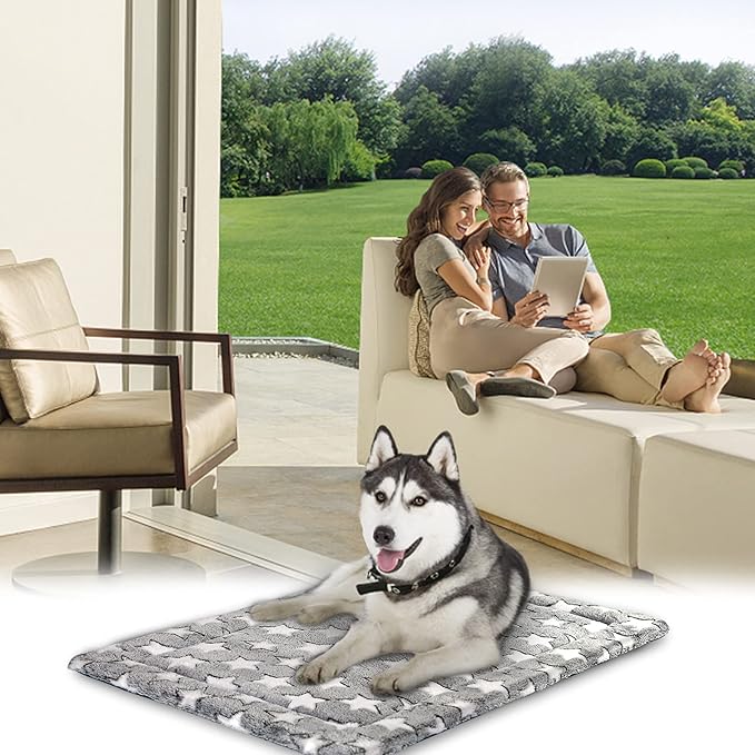 KROSER Fancy Dog Crate Pad Dog Bed Mat Reversible (Cool & Warm)