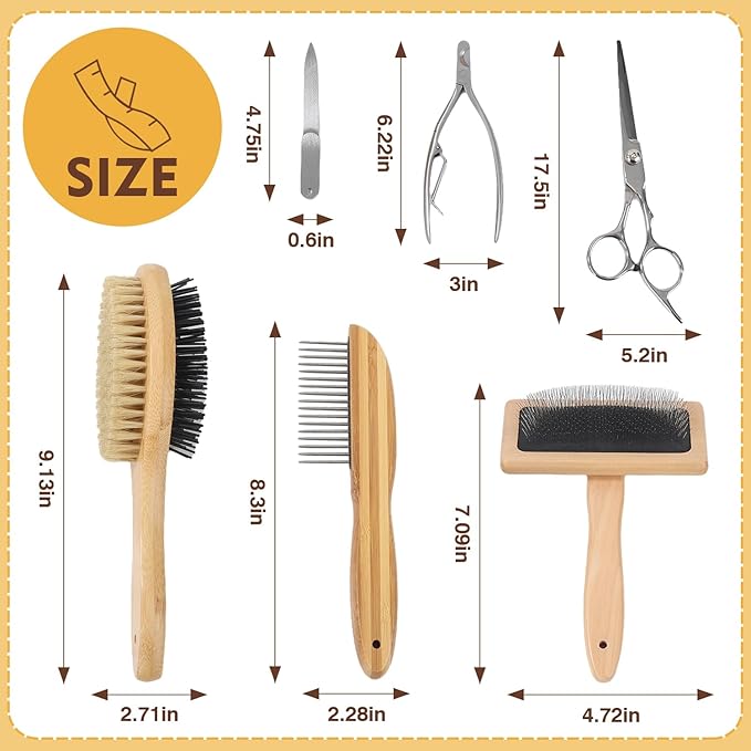 Dog Grooming Brush Kit Hair(7PCS) BLACK