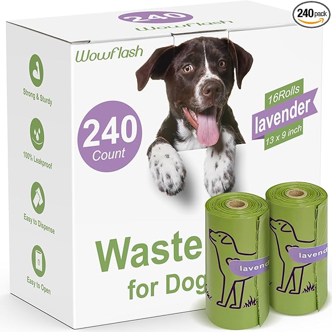 240 Count Lavender Scented 13” x 9” Dog Poop Bags Rolls