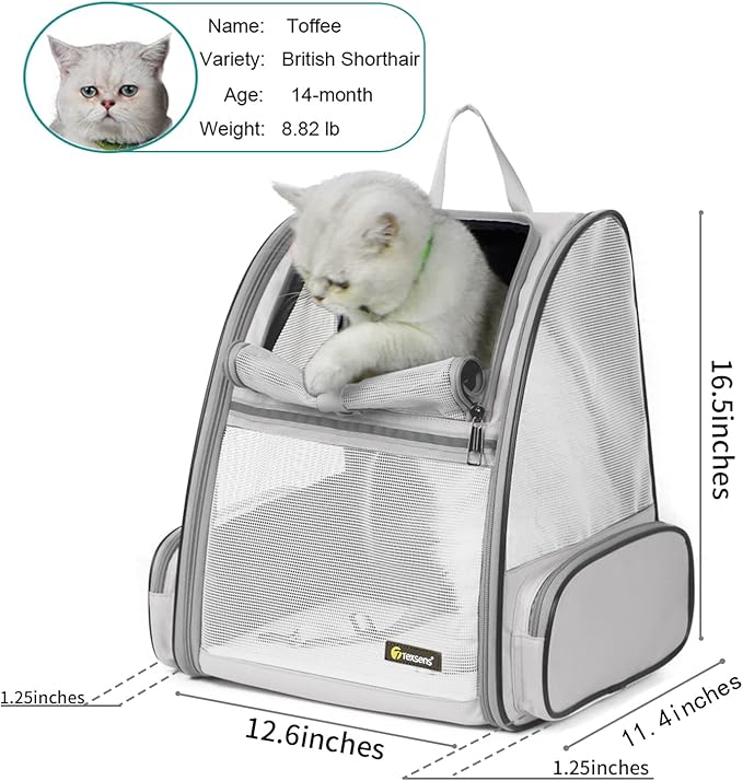 Texsens Pet Backpack Carrier for Small Cats Dogs
