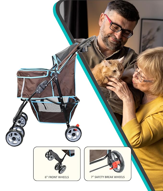 AmorosO 4 Wheels Pet Convenient Stroller
