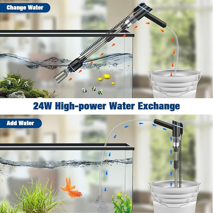 Electric Aquarium Vacuum Gravel Cleaner 24W Fish