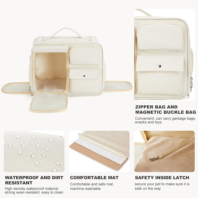 Soft Pet Cat Carrier for Cats 20 LBs 3 Ventilated