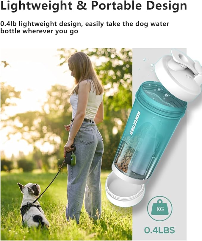PAWGETHER® Dog Water Bottle with Food Container & Poop Bag Holder (15oz for 5oz for