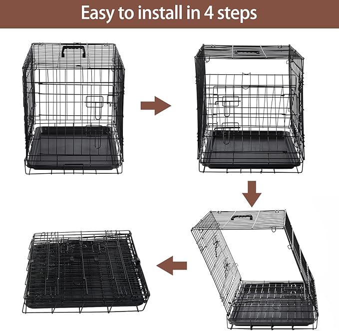 DONORO Dog Crates for Small Size Dogs Indoor Double Door Dog Kennels & Houses for Puppy and Cats (36-Inch Only