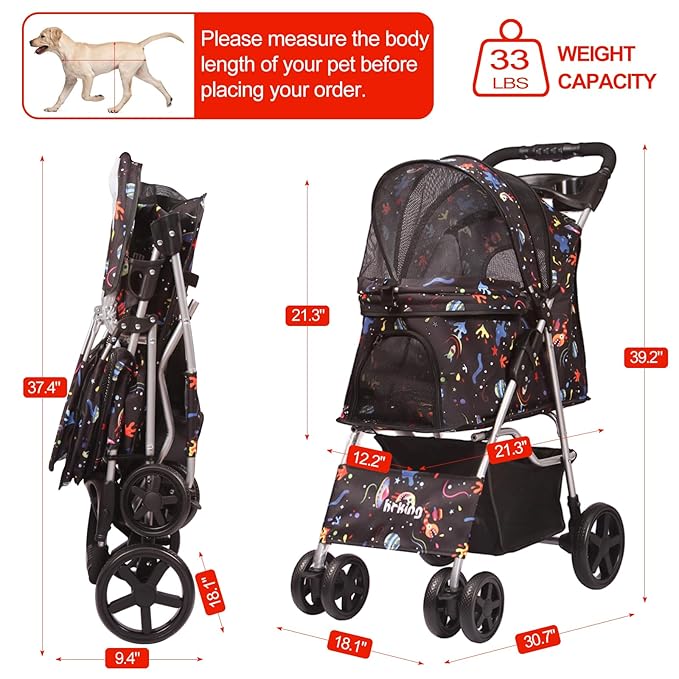 Pet Stroller 4 Wheel,