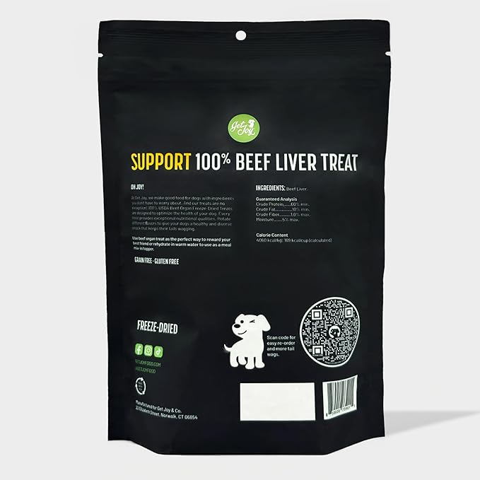 Get Joy Freeze Dried Superfood 100% Beef Liver Dog Treats 4 Ounce