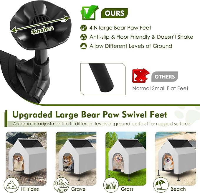 36" L House for Medium Dogs Outside & Elevated Dog Bed