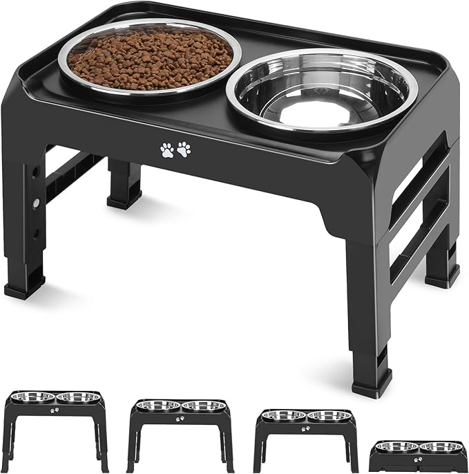 Elevated Dog Bowls 4 Height 2 Thick 50oz Stainless 3.7", 9.2", 10.75", 12.36"
