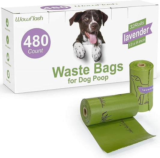 480 Count Lavender Scented 13” x 9” Dog Poop Bags Rolls
