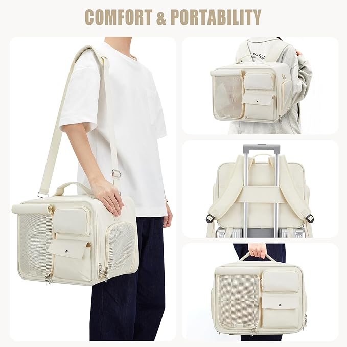 Soft Pet Cat Carrier for Cats 20 LBs 3 Ventilated