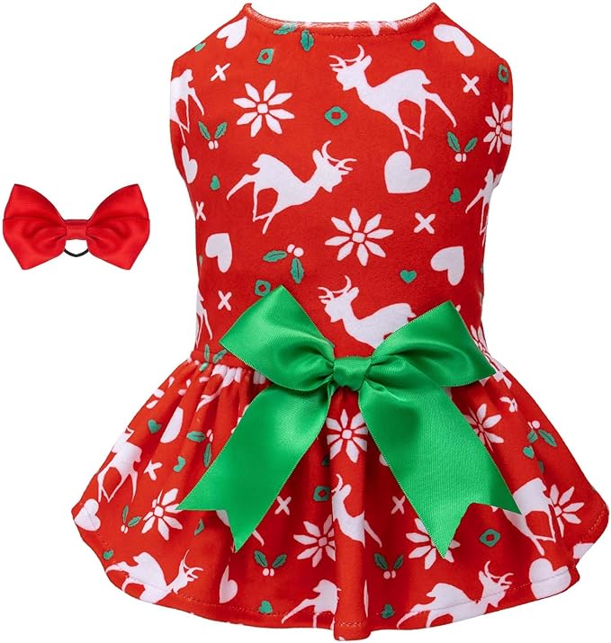 CuteBone Dog Dresses Velvet Holiday Small Dogs Clothes CVA31XS