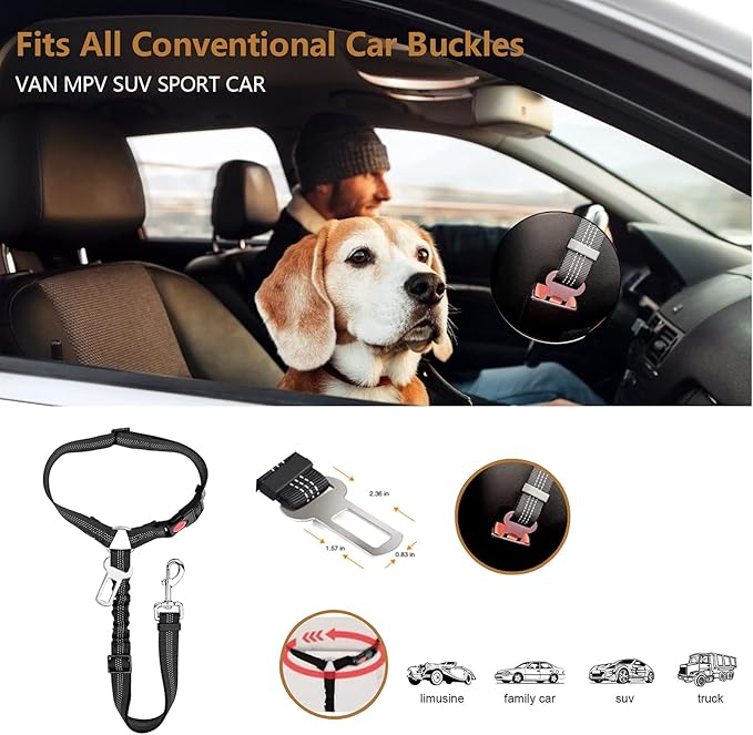 Dog Seat Belt 2-in-1 Headrest