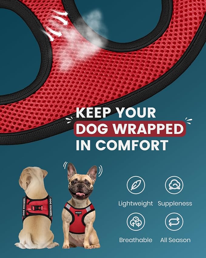 FAYOGOO Service Dog Vest for Small Breed 6PCS Removable