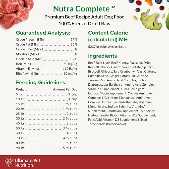 ULTIMATE PET NUTRITION Nutra Complete Raw Freeze Dried Dog Food (48 Ounce,