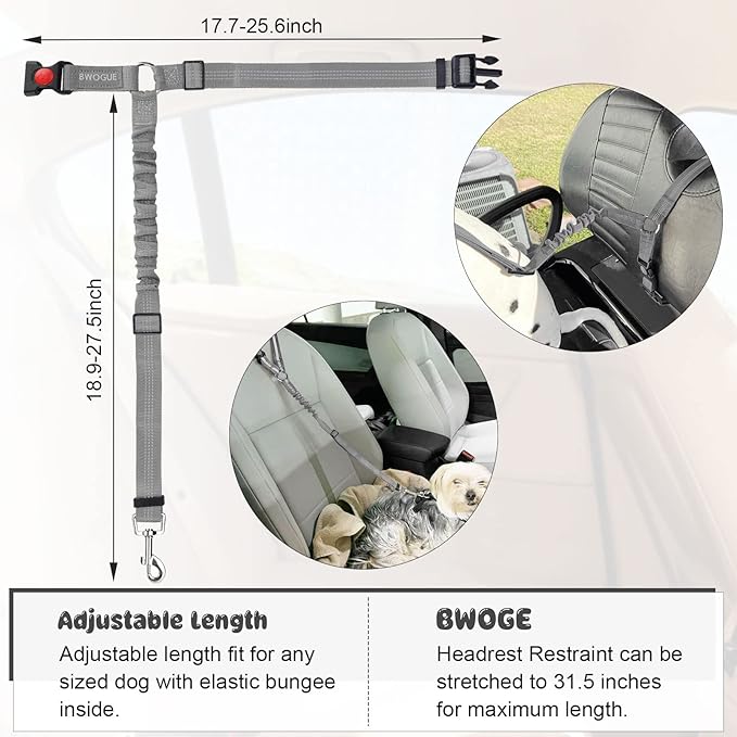 BWOGUE 2 Packs Dog Cat Safety Seat Belt