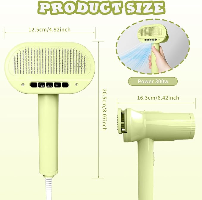 2-in-1 Pet Dryer and Brush- Overheating Protection 3 Blowing