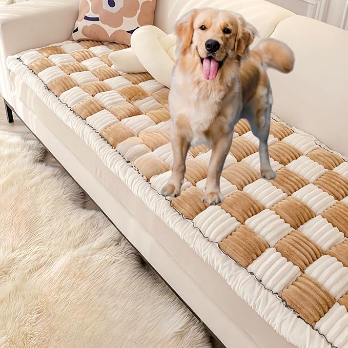 Washable Pet Bed Couch Cover,Funny Cat Mat Sofa Cover,Anti-Slip Dog Bed Sofa Cover,Pet Friendly Sofa Cover for Large Dogs (Light Coffee 70x150 cm/28 59in)