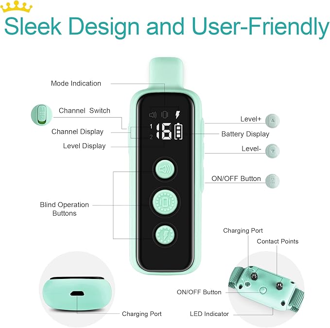 Bousnic Shock Collar for Dogs (8-120 Lbs)