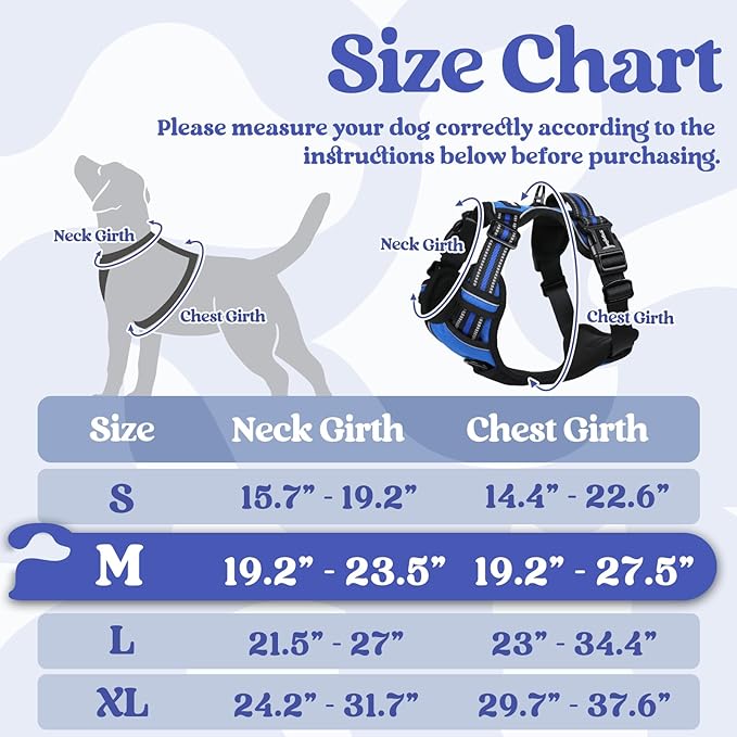 rabbitgoo Dog Harness Medium Sized 3 Buckles,