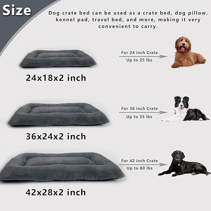 Crate Pad 42 Inch Machine Washable 80lbs,Dark Grey 42 x 28 Inch