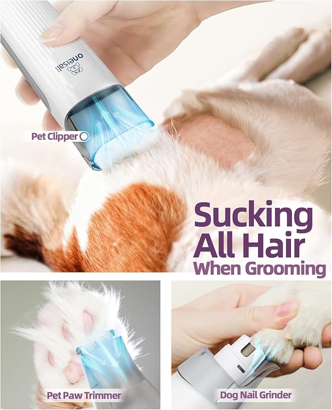 oneisall Dog Hair Vacuum & Dog Grooming Kit 1.5L Dust 7 Pet