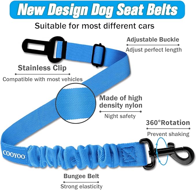 COOYOO Dog Seat Belt 3 Piece