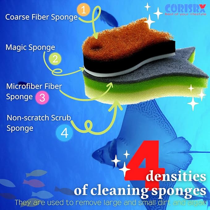3 Packs Aquarium Fish Shape Glass Cleaner Sponge 4 Kinds