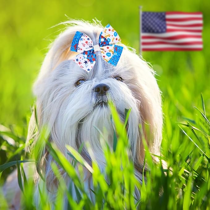 24PCS 4th of July Big Dog Hair Bows
