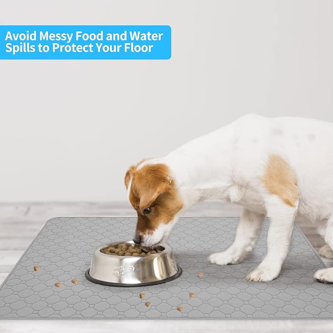 BINGPET Waterproof Dog Food Mat Non-Slip 2 Pcs 24" X 16" Anti-Slipextra 2 Pack