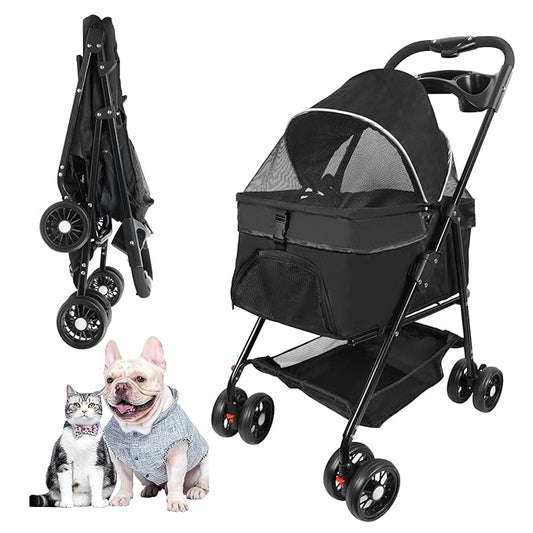 Pet Stroller for Cats/Dogs 4 Wheels 30lbs Small