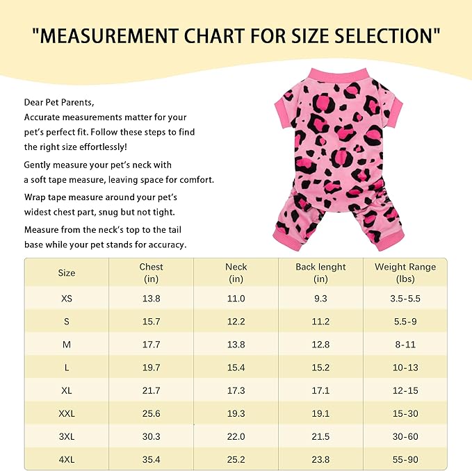 Paiaite Dog Pajamas Onesie: Comfortable Four-Legged Apparel for Small, Medium, & Large Dogs, Polyester Material for Comfort, Wrinkle Resistance, Moisture Wicking, and Stretchiness Pink Leopard XXL