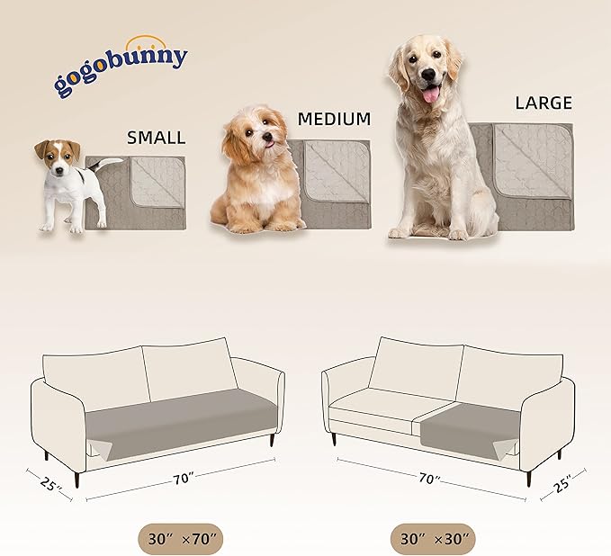 gogobunny 100% Double Sided Waterproof Dog Blanket Soft Pet Bed Cover Reversible Protect Furniture Couch Sofa Car for Puppy Large Dog Cat (Dark Stone/Light Stone 30x70 Inch 1))