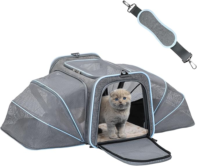 Petsfit Expandable Cat Carriers Airline Approved 16"x10"x9" Small