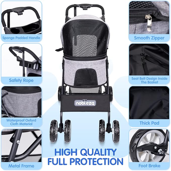 Nobleza Pet Stroller 4 Wheels 33 lbs
