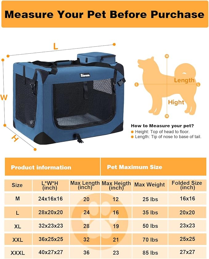 Extra Large Dog Crate with 2 Foldable Bowl 32 Inch (32" L 23" W 23" H,