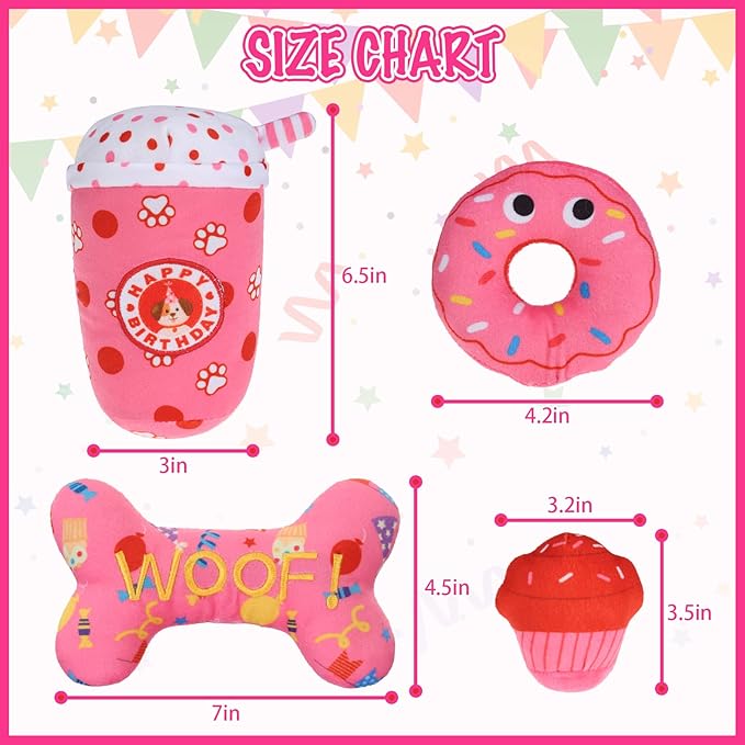 BINGPET Dog Birthday Toys 4 Pcs