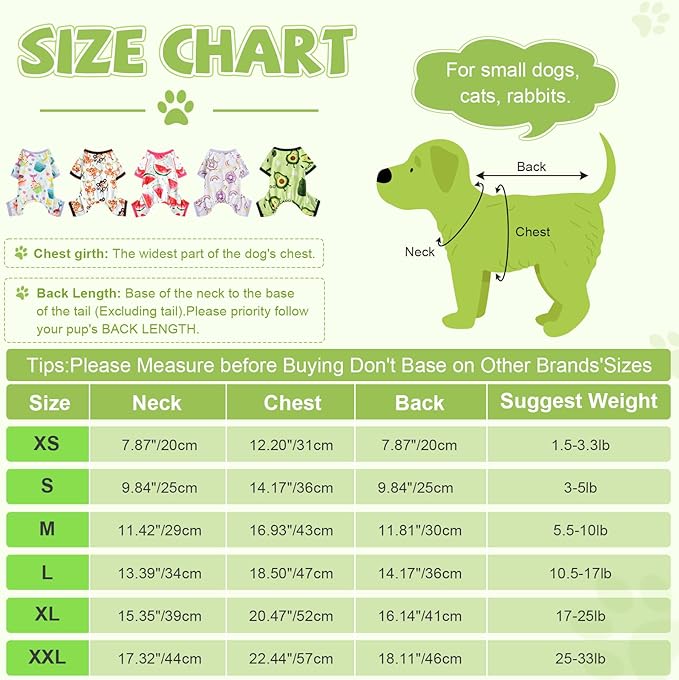 Dog Pajamas for Small Dogs Boy Girl Cute Dog Clothes Soft Stretch Chihuahua Yorkie Clothes Onesies Summer Puppy Pajamas XS-XXL