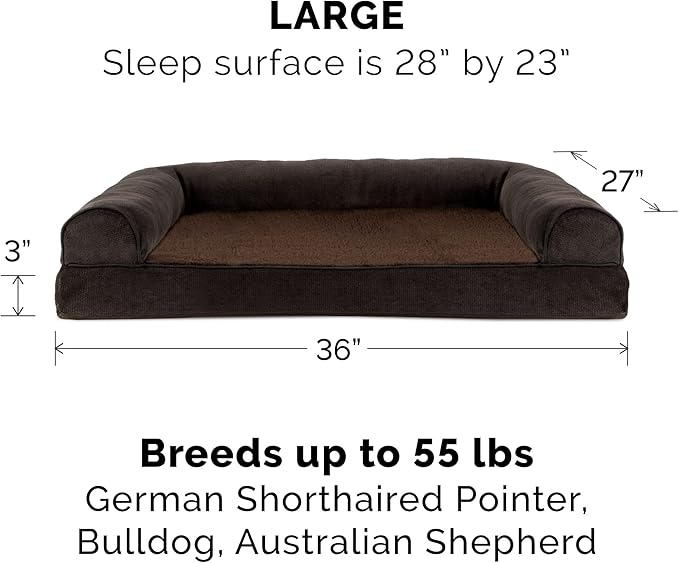 Furhaven Replacement Dog Bed Cover Sherpa & Chenille Sofa-Style