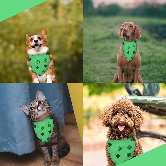 Clover Dog Bandana Washable Pets Scarf Triangle Adjustable Handkerchief