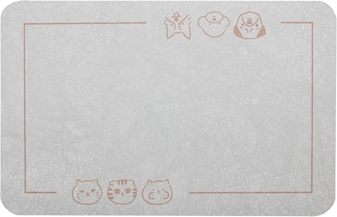 YCT Cat Pet Food Mat 16.9"x24" Beige